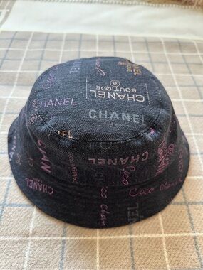 Chanel 22P graffiti denim bucket hat size L